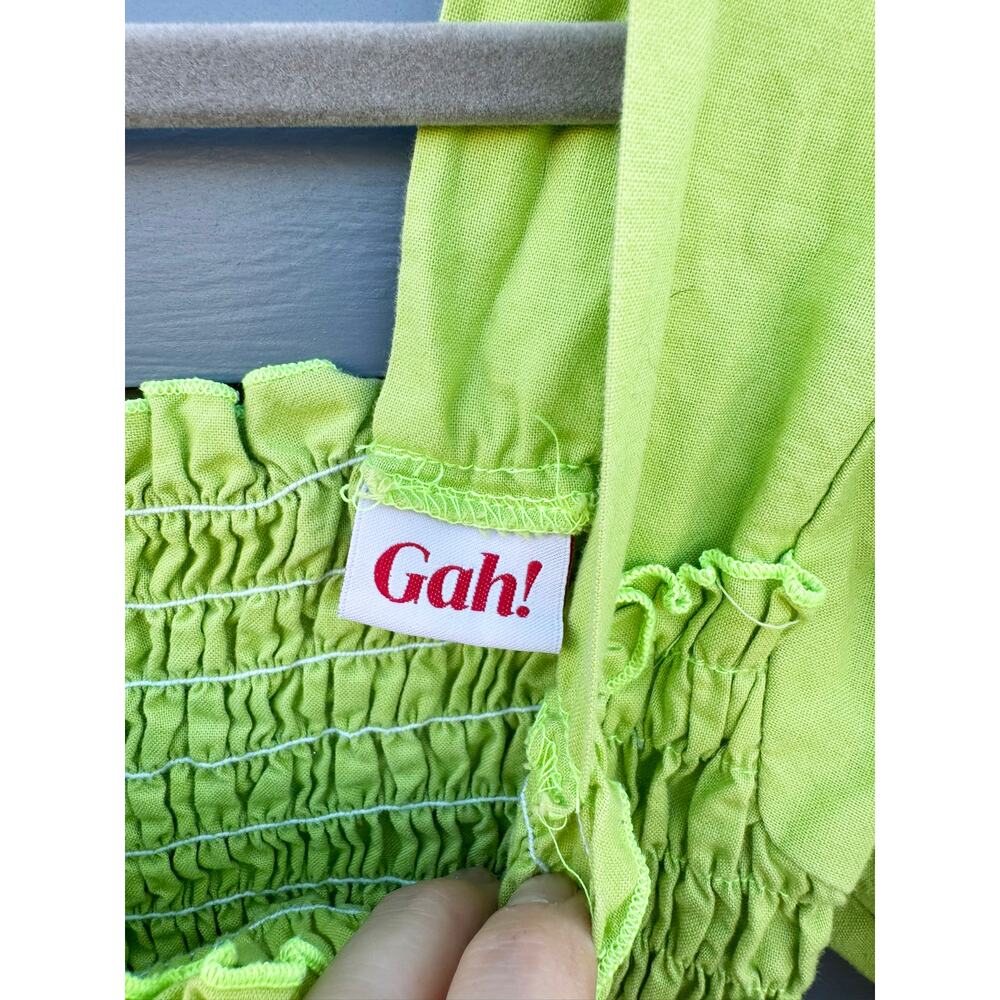 Lisa Says Gah Lime Green Puff Sleeve Mini Dress - Picture 3 of 5